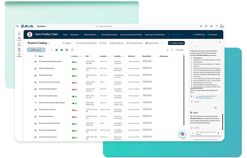 Microsoft SharePoint · document library — Keep working documents organized