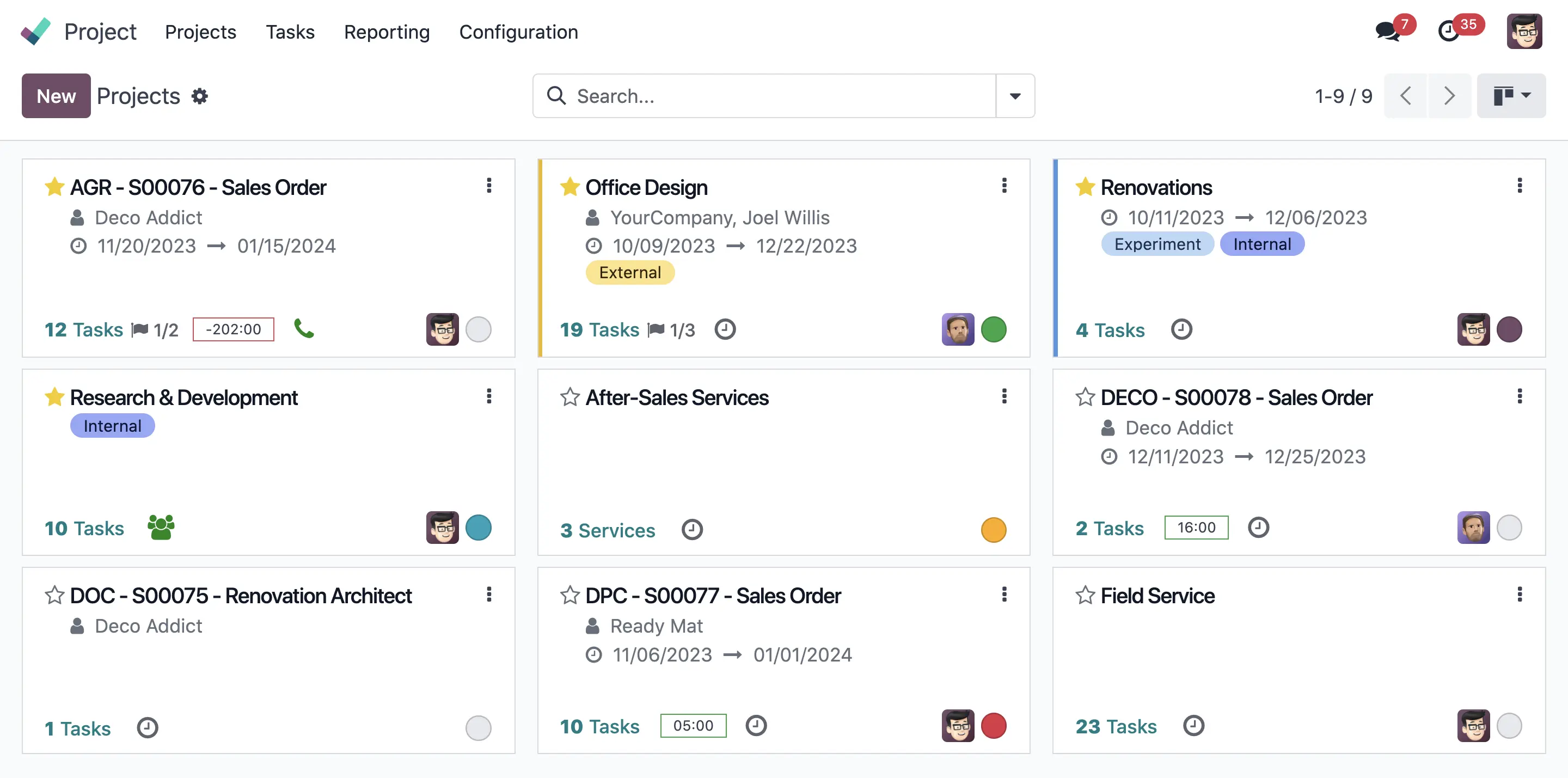 Odoo · Project delivery — A project view shared by the team